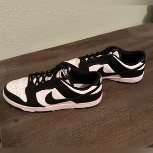 Nike Dunk Low Panda Leather Athletic Shoes Mens Womens Black White Sneakers